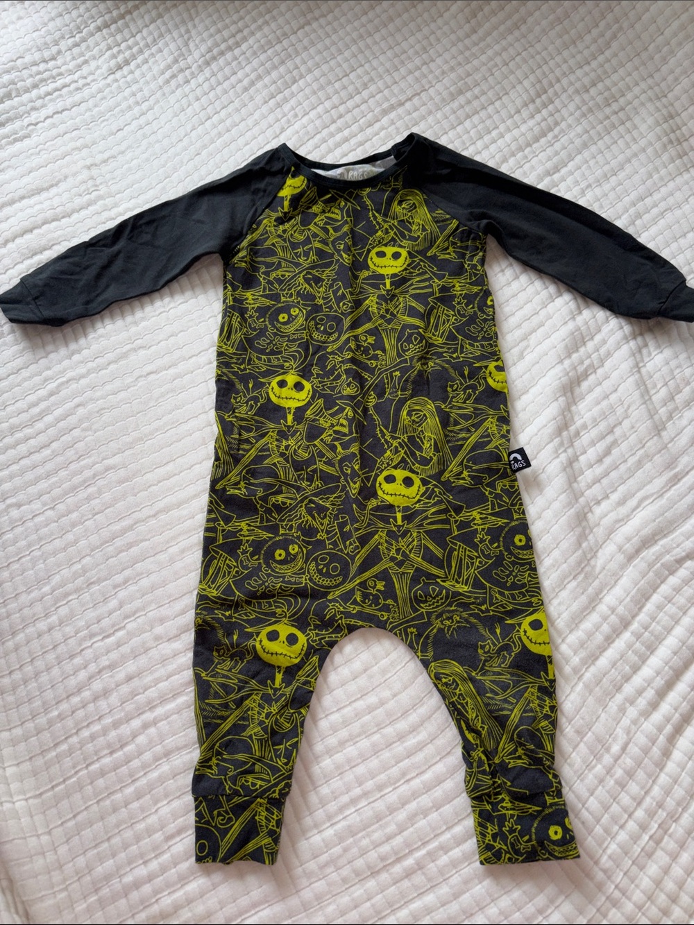 Unbranded Kids Black & Neon Green Character One-Piece Bodysuit